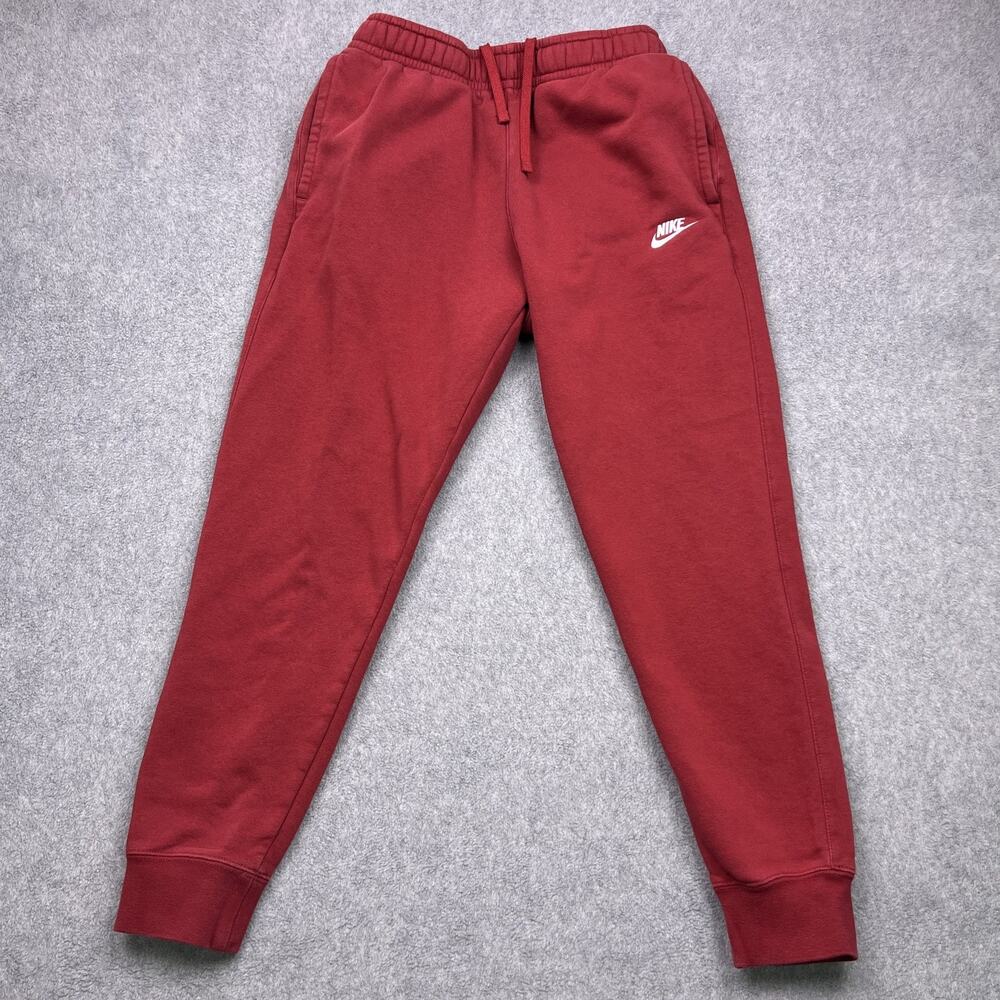 nike sweatpant mens small red jogger tapered drawstring